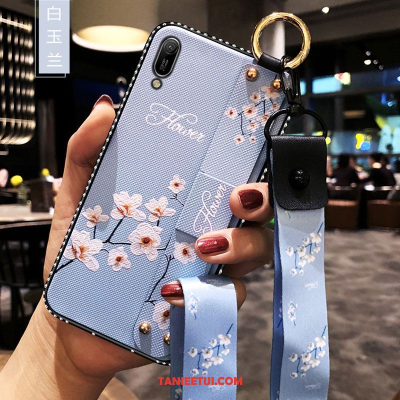 Etui Huawei Y6 2019 Biały Pu Wiszące Ozdoby, Pokrowce Huawei Y6 2019 Silikonowe Miękki Anti-fall