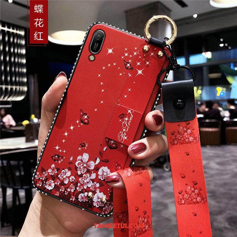 Etui Huawei Y6 2019 Biały Pu Wiszące Ozdoby, Pokrowce Huawei Y6 2019 Silikonowe Miękki Anti-fall