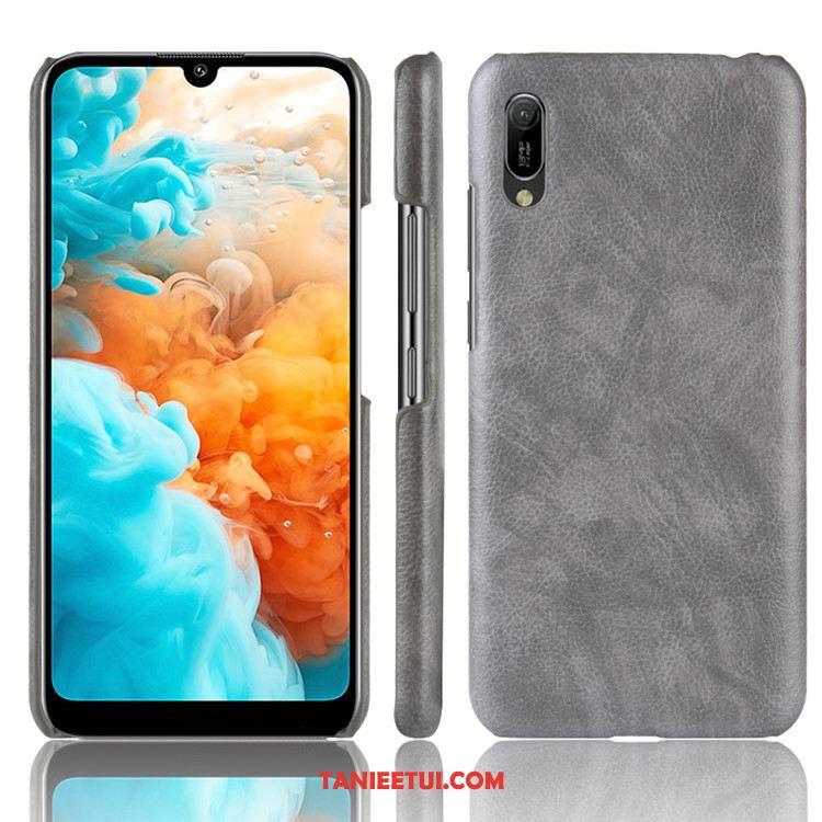 Etui Huawei Y6 2019 Skóra Litchi Wzór, Pokrowce Huawei Y6 2019 Trudno Telefon Komórkowy Ochraniacz Braun