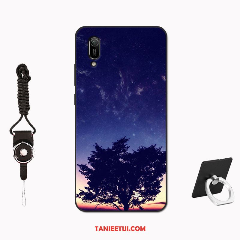 Etui Huawei Y6 2019 Wzór Miękki Telefon Komórkowy, Obudowa Huawei Y6 2019 Niebieski Modna Marka Nubuku