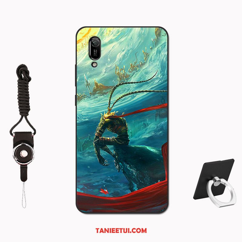 Etui Huawei Y6 2019 Wzór Miękki Telefon Komórkowy, Obudowa Huawei Y6 2019 Niebieski Modna Marka Nubuku