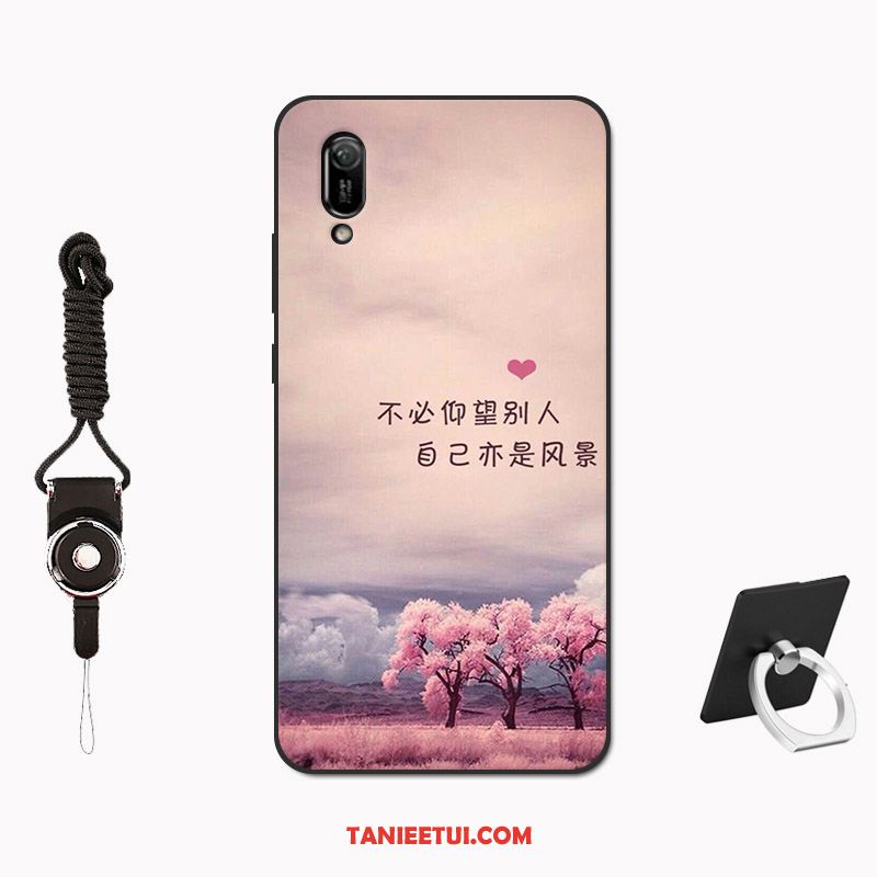 Etui Huawei Y6 2019 Wzór Miękki Telefon Komórkowy, Obudowa Huawei Y6 2019 Niebieski Modna Marka Nubuku