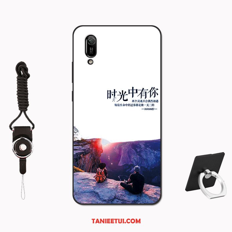 Etui Huawei Y6 2019 Wzór Miękki Telefon Komórkowy, Obudowa Huawei Y6 2019 Niebieski Modna Marka Nubuku