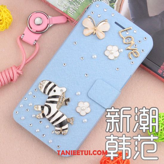 Etui Huawei Y6 Pro 2017 Niebieski Anti-fall Rhinestone, Obudowa Huawei Y6 Pro 2017 Skórzany Futerał Telefon Komórkowy Ochraniacz