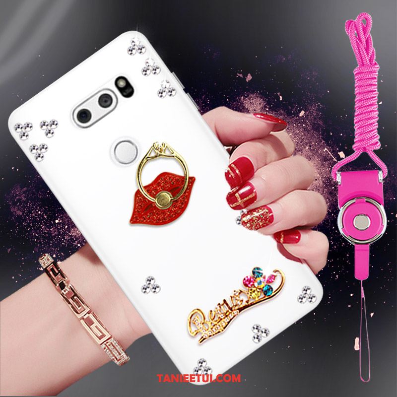 Etui Lg V30 Rhinestone Biały Anti-fall, Obudowa Lg V30 Tendencja Telefon Komórkowy Silikonowe