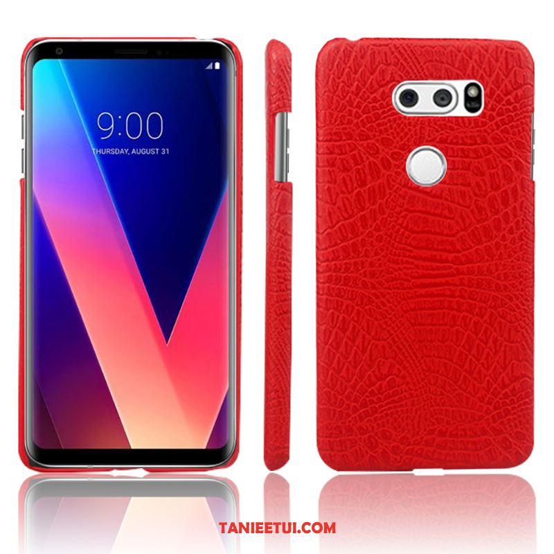 Etui Lg V30 Wzór Krokodyla Czerwony Skórzany Futerał, Obudowa Lg V30 Telefon Komórkowy Anti-fall Skóra