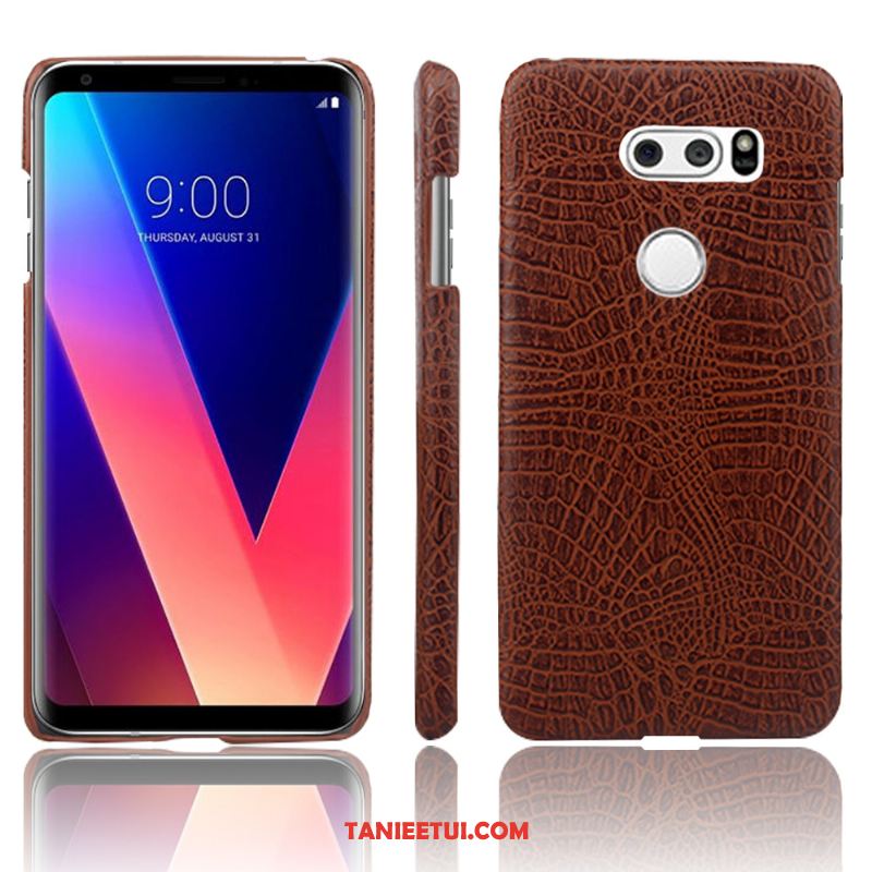 Etui Lg V30 Wzór Krokodyla Czerwony Skórzany Futerał, Obudowa Lg V30 Telefon Komórkowy Anti-fall Skóra