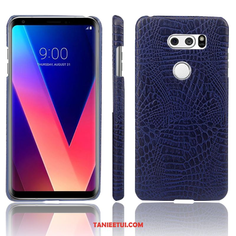 Etui Lg V30 Wzór Krokodyla Czerwony Skórzany Futerał, Obudowa Lg V30 Telefon Komórkowy Anti-fall Skóra