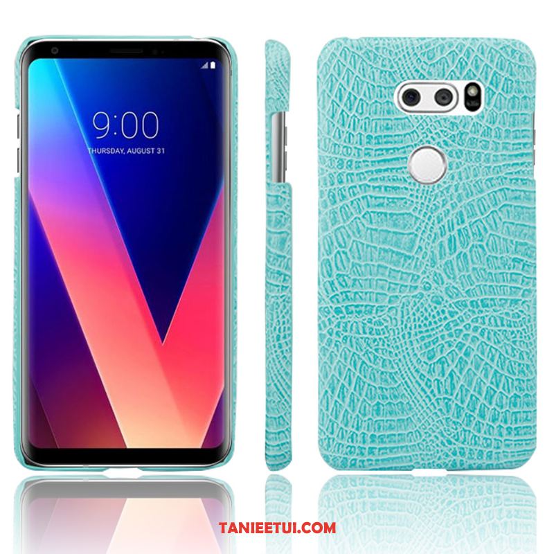 Etui Lg V30 Wzór Krokodyla Czerwony Skórzany Futerał, Obudowa Lg V30 Telefon Komórkowy Anti-fall Skóra