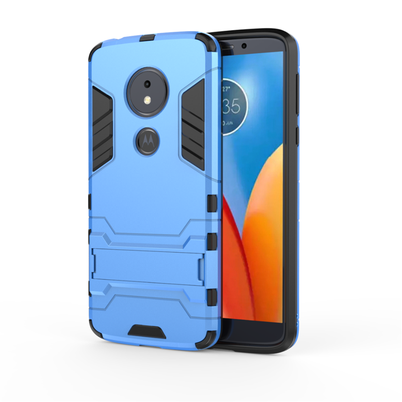 Etui Moto E5 Ochraniacz Trzy Mechanizmy Obronne Telefon Komórkowy, Pokrowce Moto E5 Wspornik Marina Niebieski