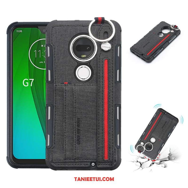 Etui Moto G7 Plus Czarny Anti-fall Telefon Komórkowy, Obudowa Moto G7 Plus Pu Wspornik