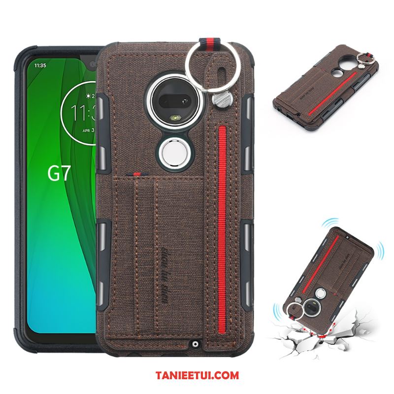 Etui Moto G7 Plus Czarny Anti-fall Telefon Komórkowy, Obudowa Moto G7 Plus Pu Wspornik