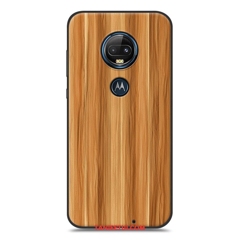 Etui Moto G7 Plus Silikonowe Telefon Komórkowy Miękki, Futerał Moto G7 Plus Ciemno Niebieski Ziarno Drewna Kolor