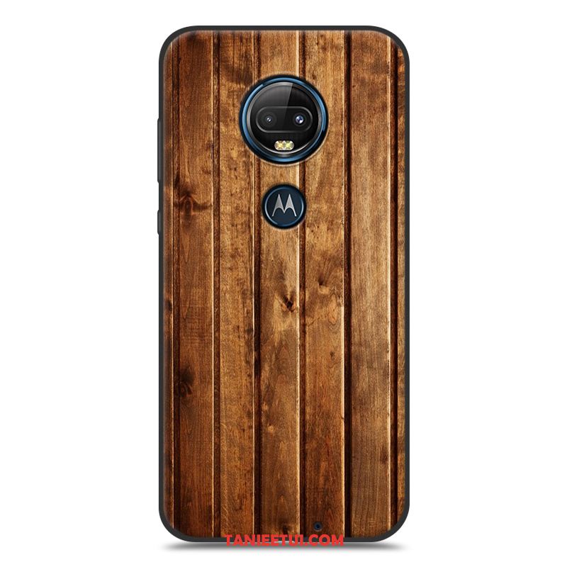 Etui Moto G7 Plus Silikonowe Telefon Komórkowy Miękki, Futerał Moto G7 Plus Ciemno Niebieski Ziarno Drewna Kolor