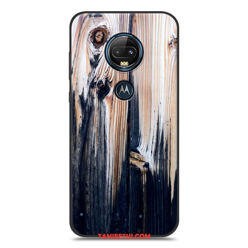 Etui Moto G7 Plus Silikonowe Telefon Komórkowy Miękki, Futerał Moto G7 Plus Ciemno Niebieski Ziarno Drewna Kolor