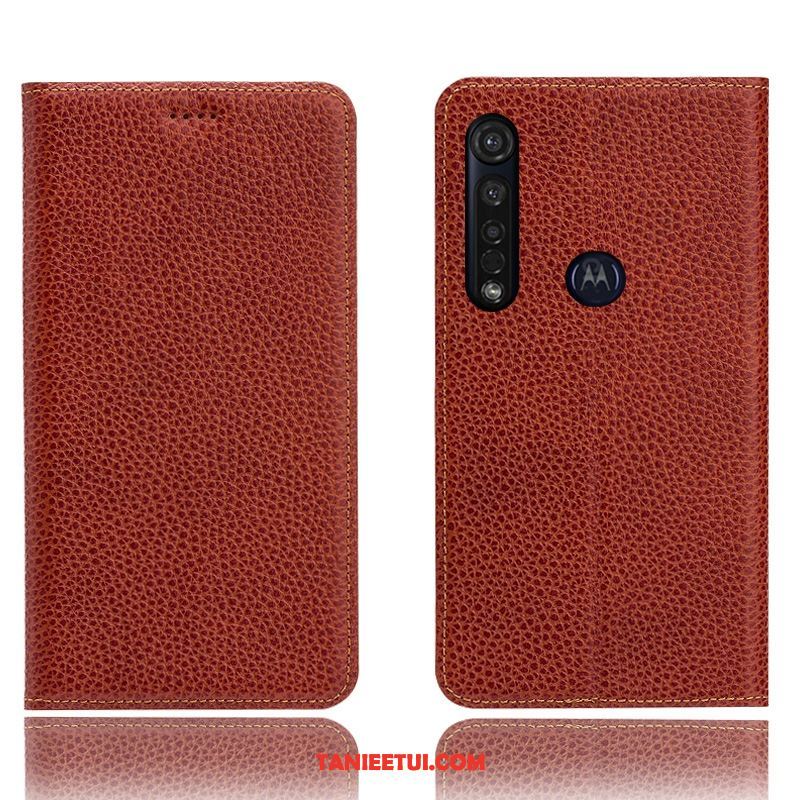 Etui Moto G8 Plus Prawdziwa Skóra Niebieski Ochraniacz, Obudowa Moto G8 Plus All Inclusive Litchi Telefon Komórkowy