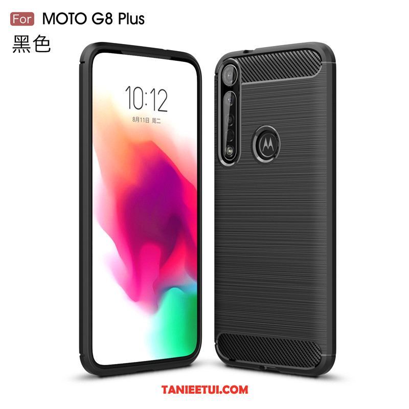 Etui Moto G8 Plus Telefon Komórkowy Antypoślizgowe Miękki, Pokrowce Moto G8 Plus Ochraniacz Włókno Czerwony