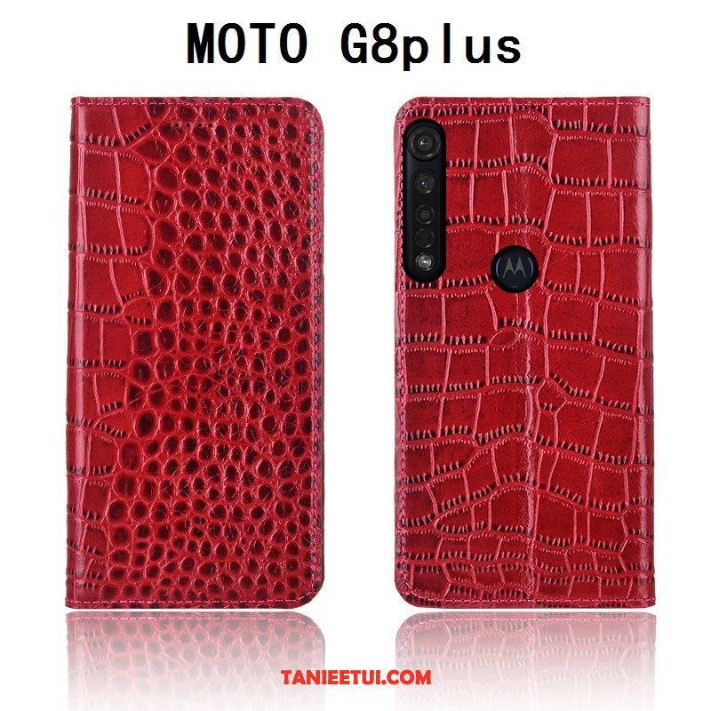 Etui Moto G8 Plus Telefon Komórkowy Krokodyl Skórzany, Futerał Moto G8 Plus Silikonowe Ochraniacz Klapa Braun