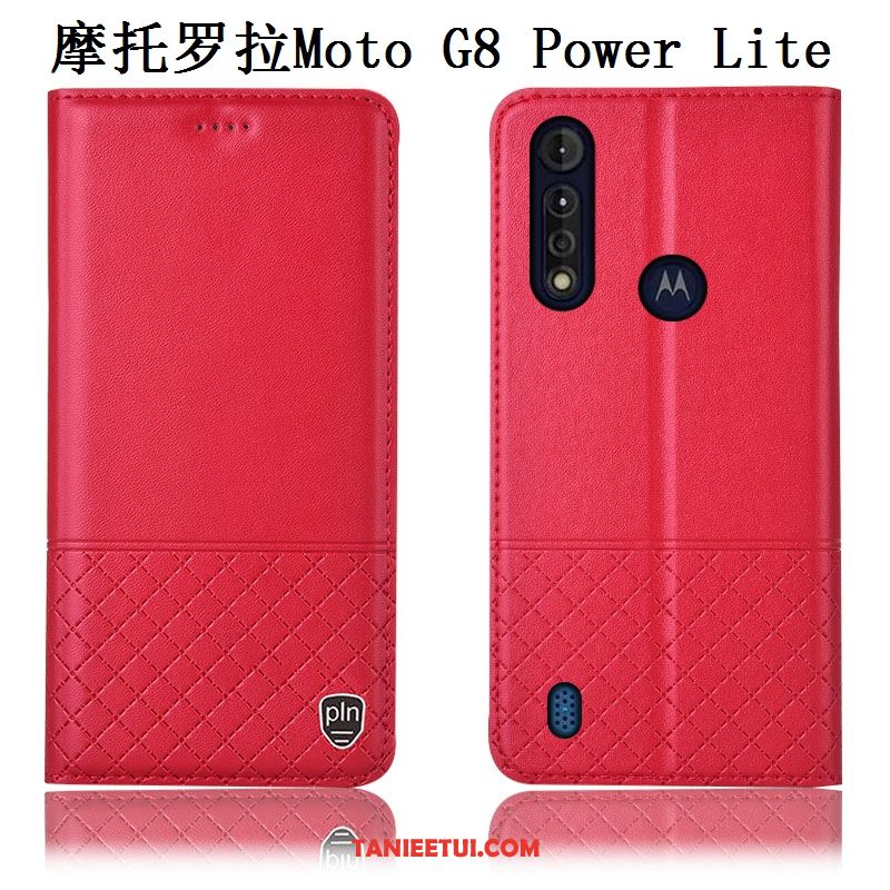 Etui Moto G8 Power Lite Prawdziwa Skóra Telefon Komórkowy Niebieski, Pokrowce Moto G8 Power Lite Anti-fall Skórzany Futerał