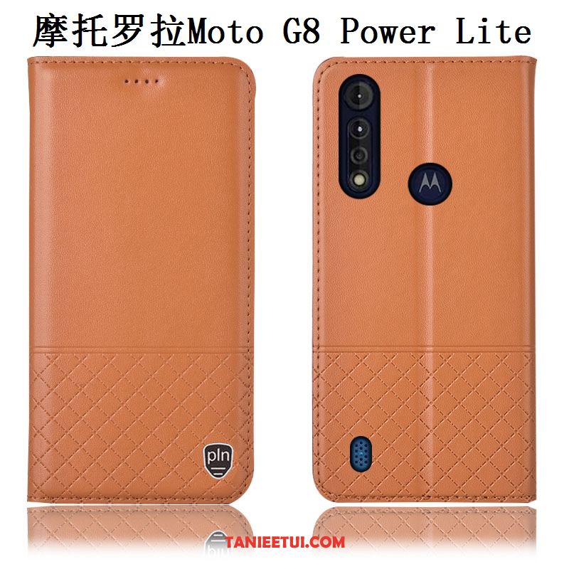 Etui Moto G8 Power Lite Prawdziwa Skóra Telefon Komórkowy Niebieski, Pokrowce Moto G8 Power Lite Anti-fall Skórzany Futerał