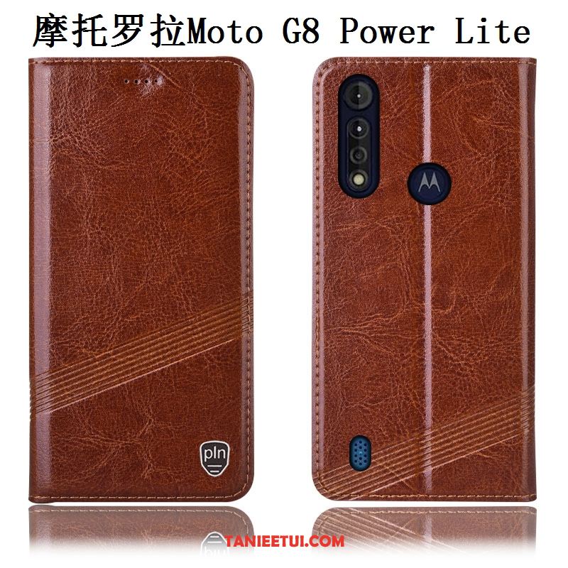 Etui Moto G8 Power Lite Telefon Komórkowy Czarny Anti-fall, Obudowa Moto G8 Power Lite Prawdziwa Skóra Ochraniacz Wzór