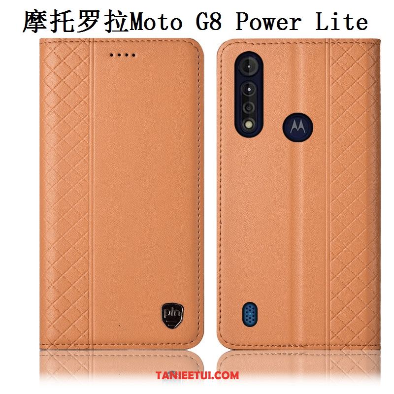 Etui Moto G8 Power Lite Telefon Komórkowy Ochraniacz Anti-fall, Futerał Moto G8 Power Lite Prawdziwa Skóra All Inclusive Brązowy