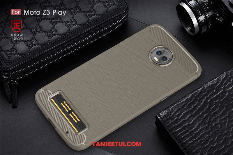 Etui Moto Z3 Play Proste Anti-fall Nubuku, Obudowa Moto Z3 Play Biznes Silikonowe Etui Ochraniacz