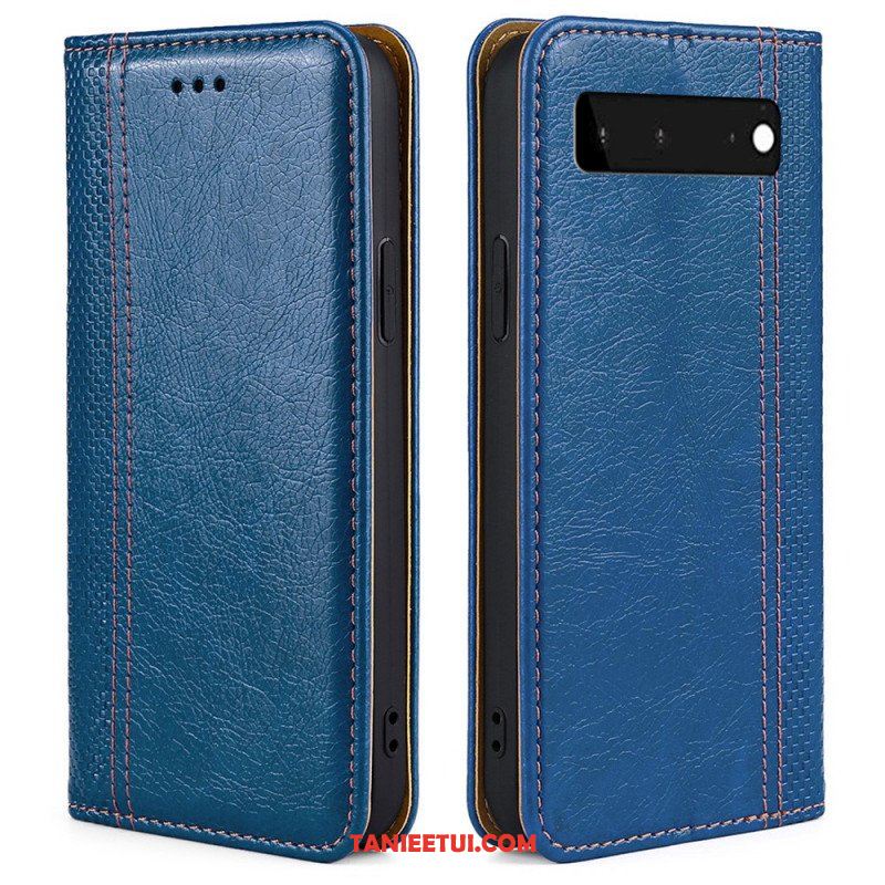 Etui Na Telefon do Google Pixel 6 Etui Folio Przeszycia Ze Skóry Liczi