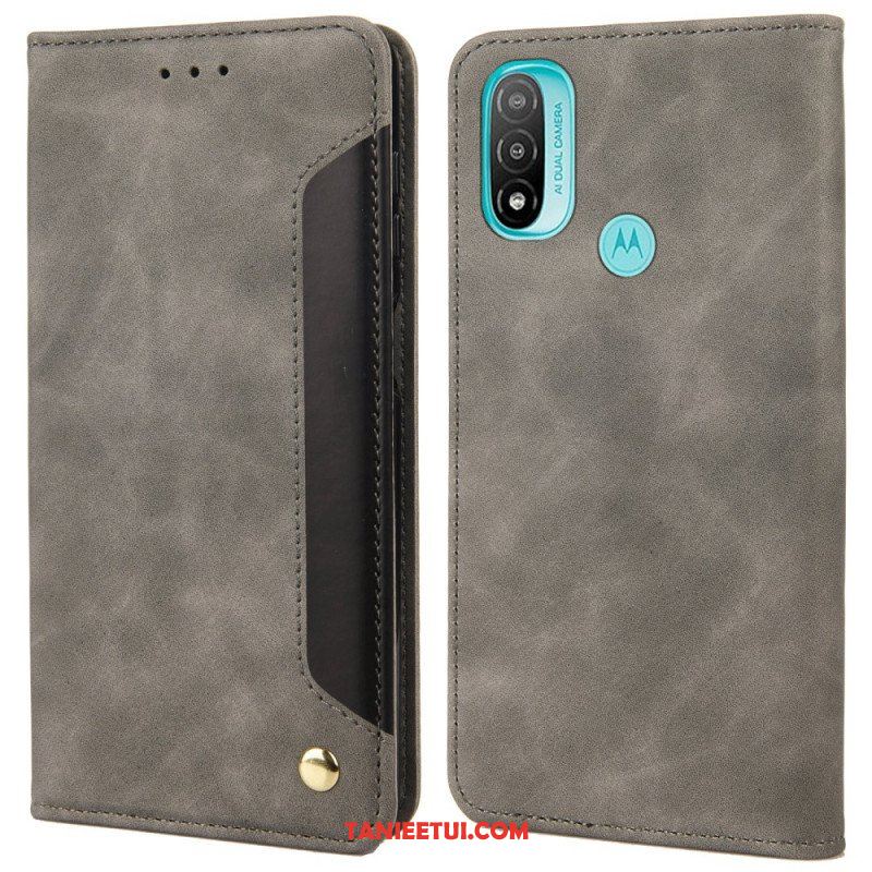 Etui Na Telefon do Moto E40 / E30 / E20 Etui Folio Dwukolorowy Biznesowy Efekt Skóry