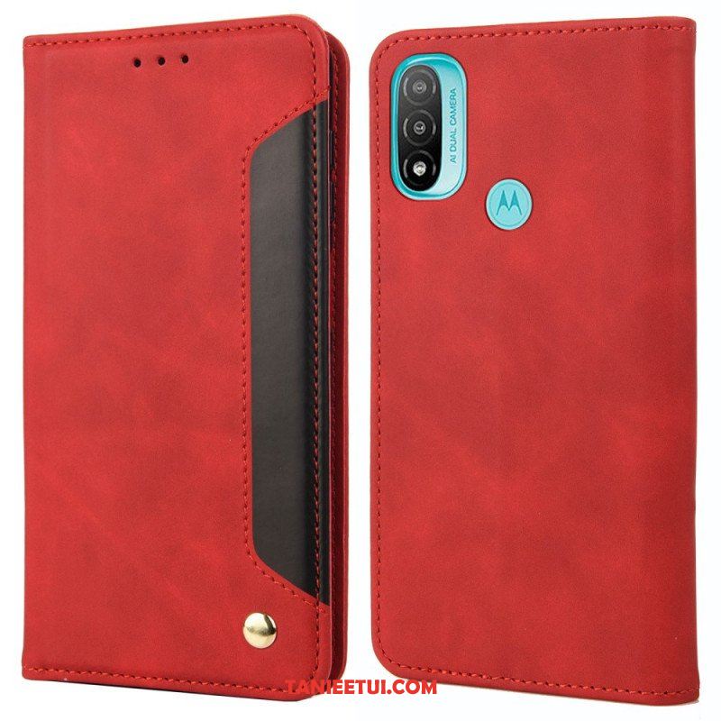 Etui Na Telefon do Moto E40 / E30 / E20 Etui Folio Dwukolorowy Biznesowy Efekt Skóry