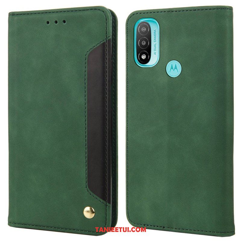 Etui Na Telefon do Moto E40 / E30 / E20 Etui Folio Dwukolorowy Biznesowy Efekt Skóry