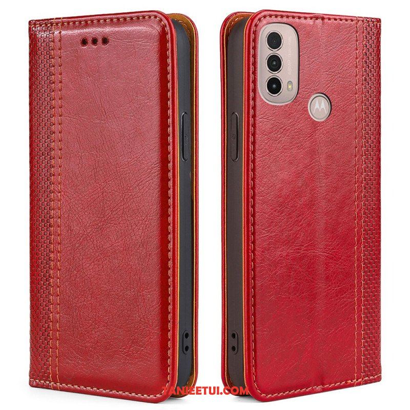 Etui Na Telefon do Moto E40 / E30 / E20 Etui Folio Przeszycia Ze Skóry Liczi