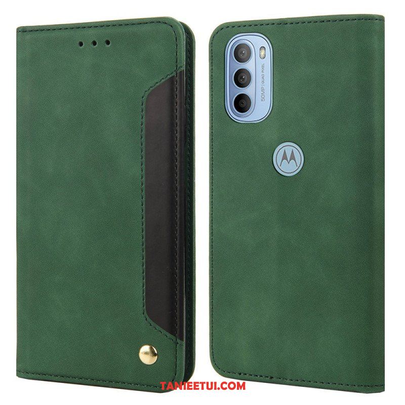 Etui Na Telefon do Moto G51 5G Etui Folio Dwukolorowy Biznesowy Efekt Skóry