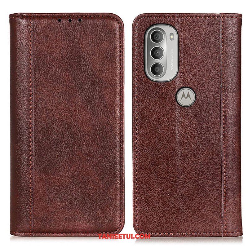 Etui Na Telefon do Moto G51 5G Etui Folio Elegancka Dwoina Skóry Liczi