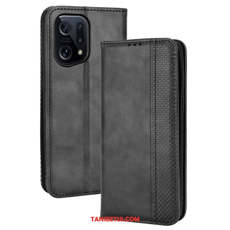 Etui Na Telefon do Oppo Find X5 Etui Folio Stylizowany Efekt Skóry W Stylu Vintage