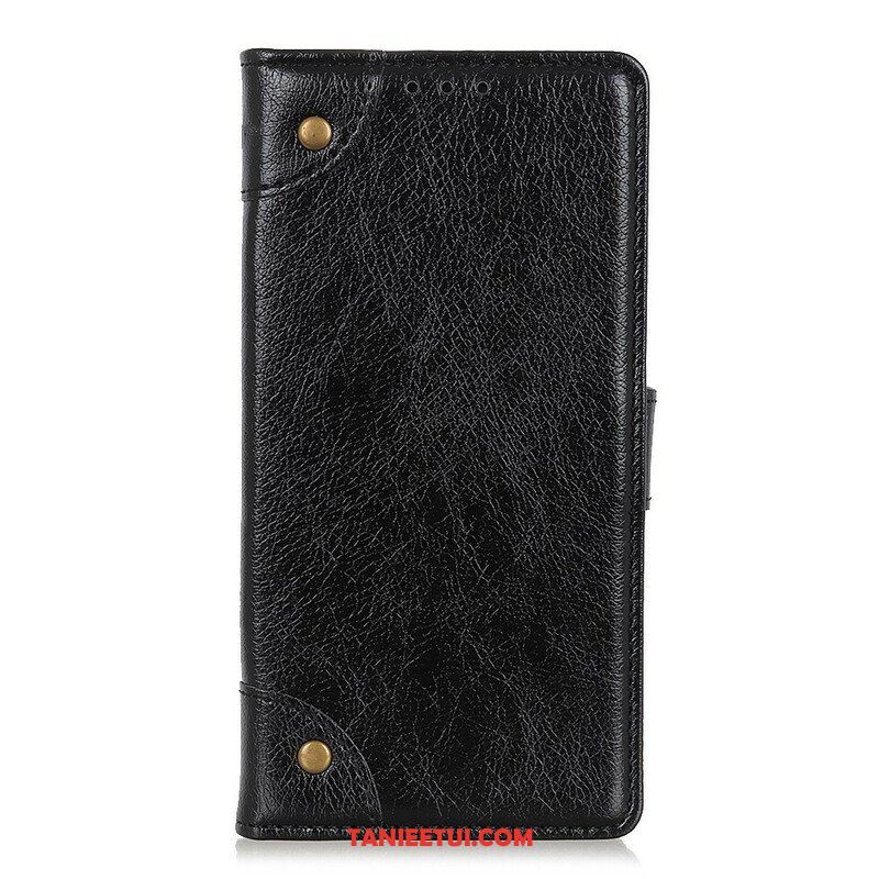 Etui Na Telefon do Samsung Galaxy A42 5G Etui Folio Nity Z Dzielonej Skóry Nappa