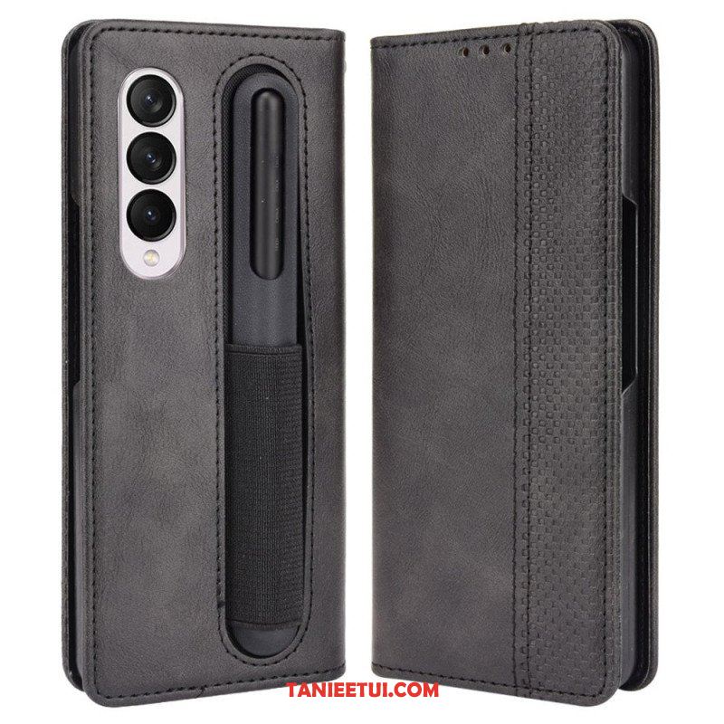 Etui Na Telefon do Samsung Galaxy Z Fold 4 Etui Folio Przechowywanie Długopisów W Stylu Retro