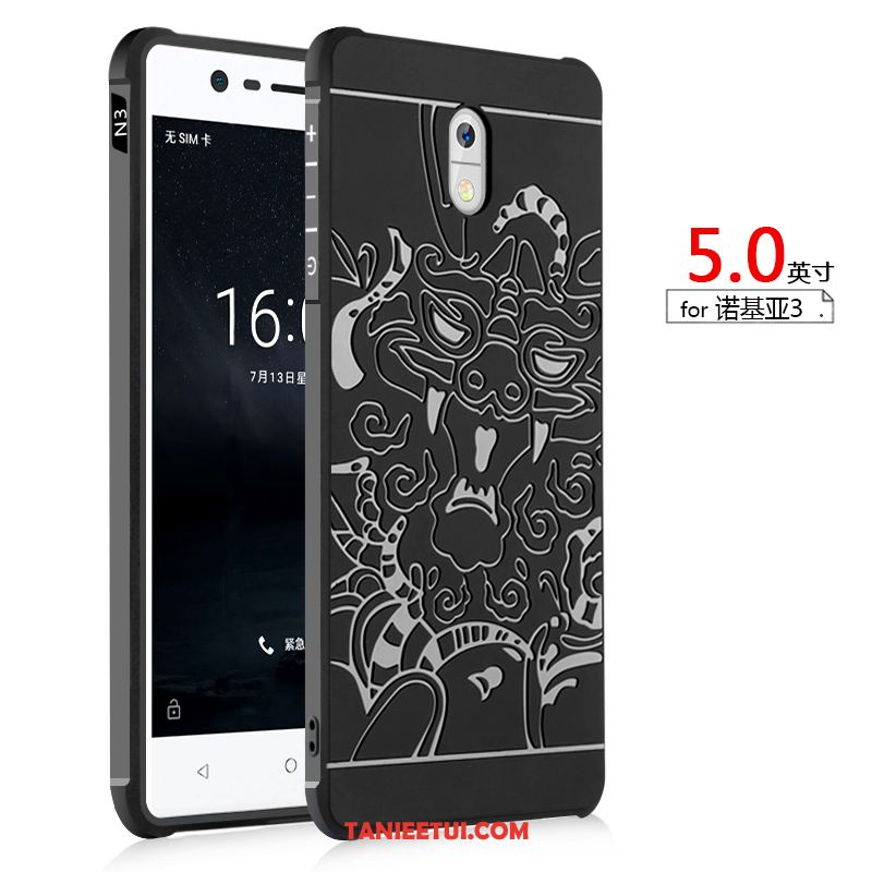 Etui Nokia 3 Miękki Telefon Komórkowy Nubuku, Obudowa Nokia 3 Ochraniacz Anti-fall Czarny