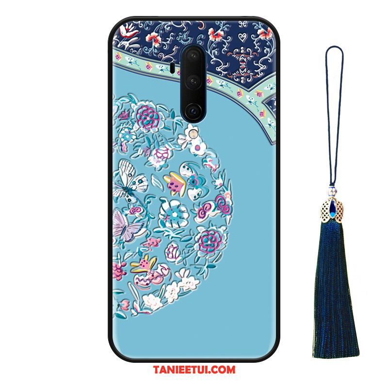 Etui Oneplus 7t Pro Niebieski Silikonowe Anti-fall, Obudowa Oneplus 7t Pro Vintage Chiński Styl Z Frędzlami