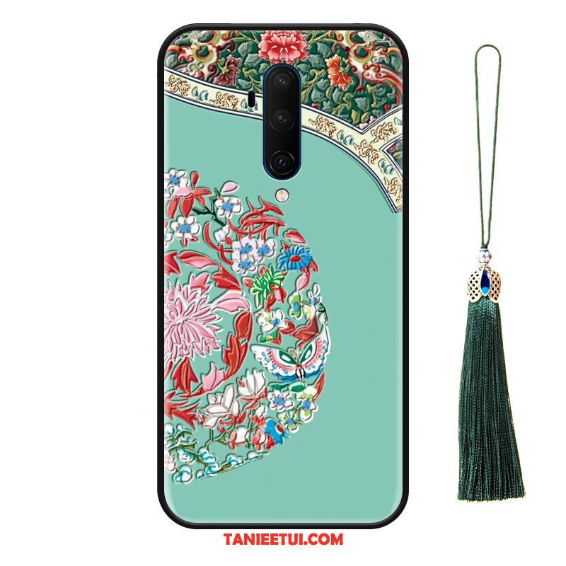 Etui Oneplus 7t Pro Niebieski Silikonowe Anti-fall, Obudowa Oneplus 7t Pro Vintage Chiński Styl Z Frędzlami