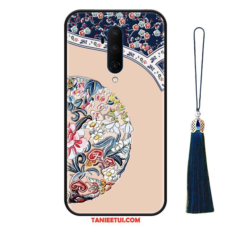 Etui Oneplus 7t Pro Niebieski Silikonowe Anti-fall, Obudowa Oneplus 7t Pro Vintage Chiński Styl Z Frędzlami