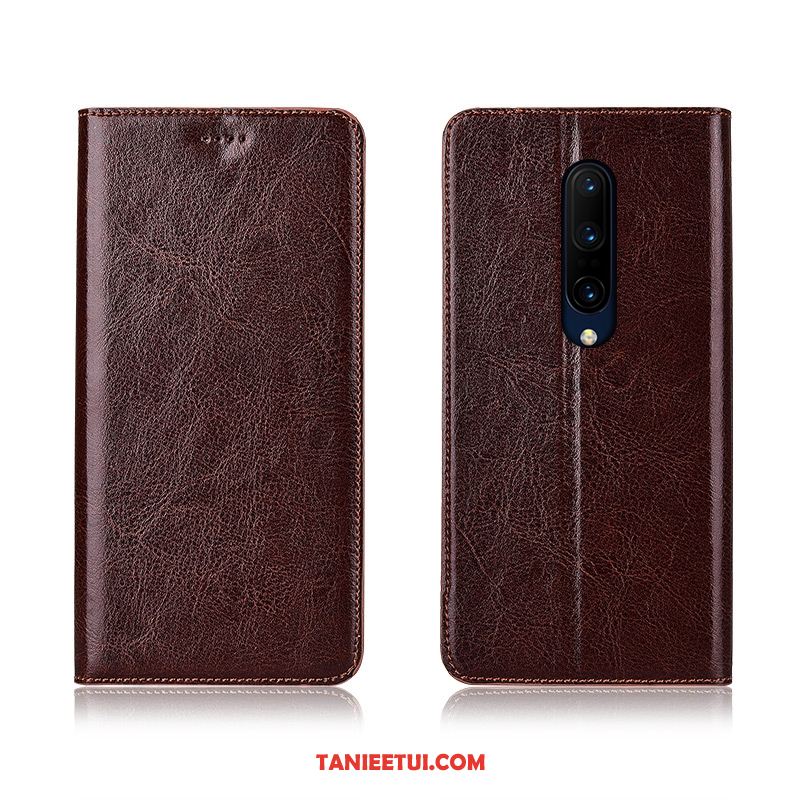 Etui Oneplus 8 Prawdziwa Skóra Nowy Silikonowe, Futerał Oneplus 8 Klapa Skórzany Miękki Braun