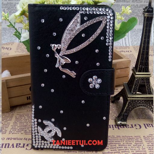 Etui Oppo A31 Skórzany Futerał Rhinestone Czarny, Obudowa Oppo A31 Telefon Komórkowy