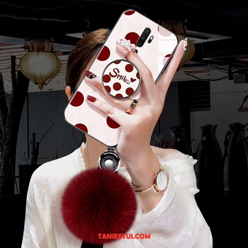 Etui Oppo A9 2020 Czerwony Trudno Biały, Futerał Oppo A9 2020 Vintage Telefon Komórkowy Punkt Fali