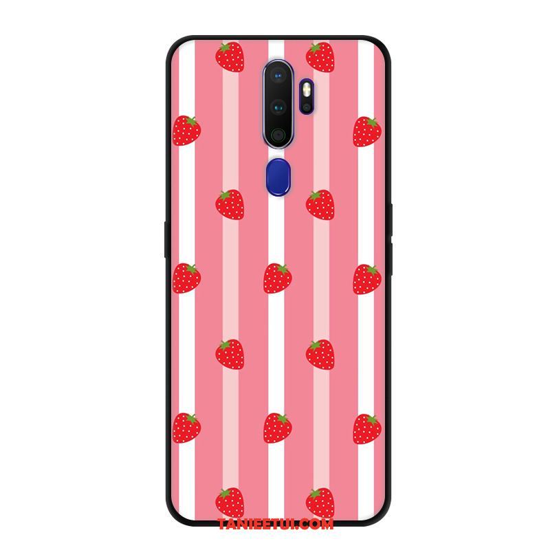 Etui Oppo A9 2020 Kreatywne Nubuku Czarny, Obudowa Oppo A9 2020 Kwiaty Miękki Czerwony Netto