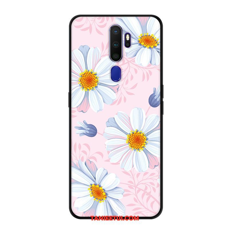 Etui Oppo A9 2020 Kreatywne Nubuku Czarny, Obudowa Oppo A9 2020 Kwiaty Miękki Czerwony Netto