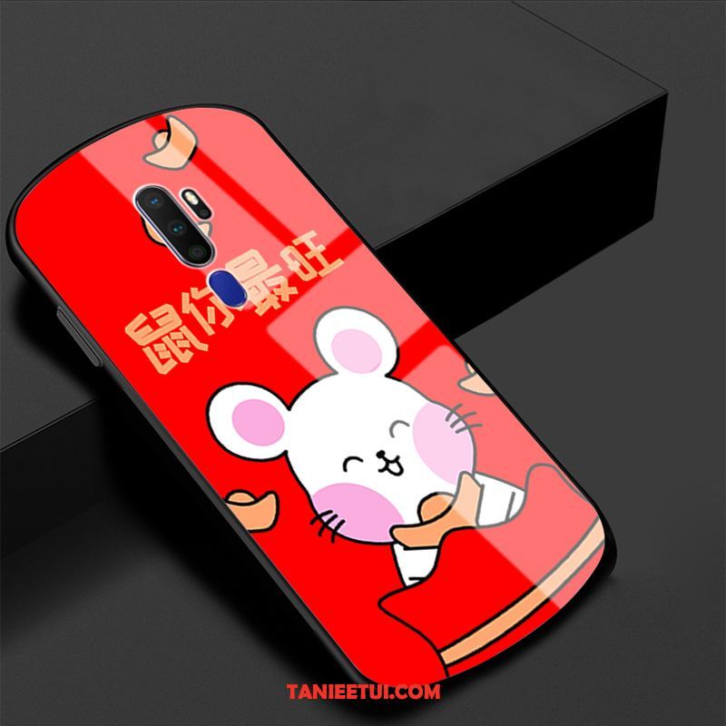 Etui Oppo A9 2020 Święto Okrągła Telefon Komórkowy, Futerał Oppo A9 2020 Czerwony Szkło Hartowane Rat