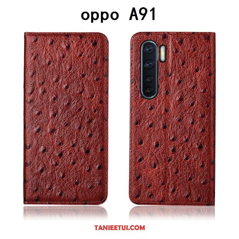 Etui Oppo A91 All Inclusive Młodzież Anti-fall, Futerał Oppo A91 Prawdziwa Skóra Silikonowe Ochraniacz