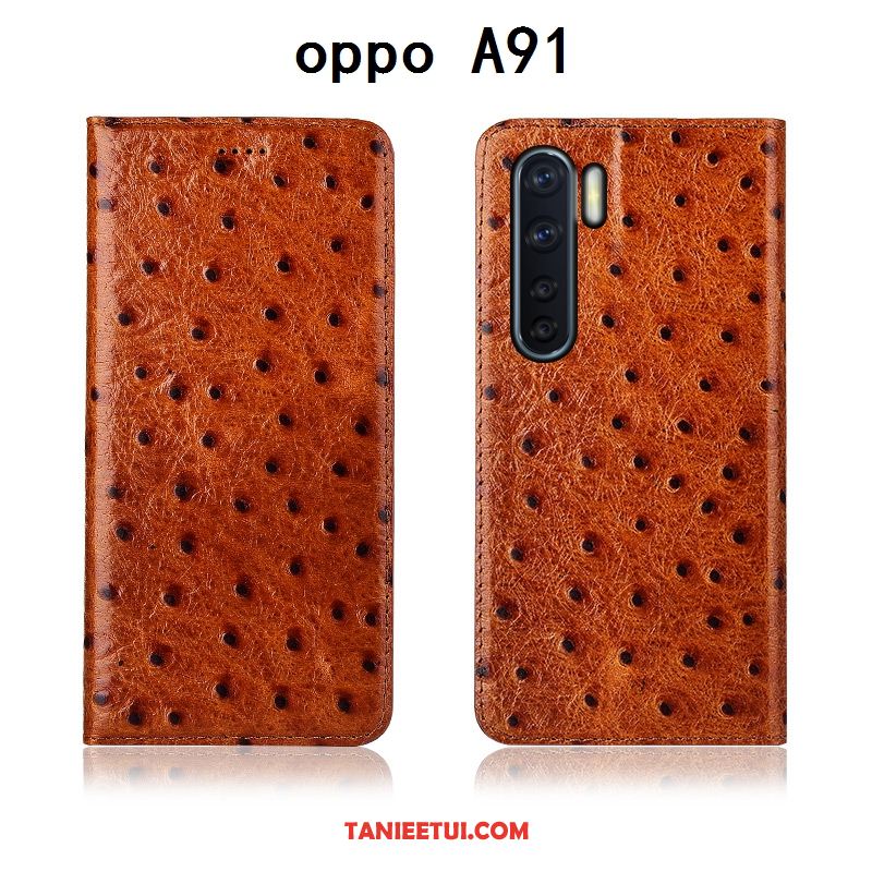 Etui Oppo A91 All Inclusive Młodzież Anti-fall, Futerał Oppo A91 Prawdziwa Skóra Silikonowe Ochraniacz