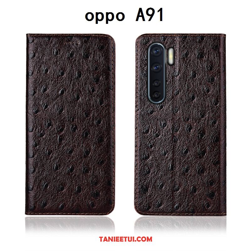 Etui Oppo A91 All Inclusive Młodzież Anti-fall, Futerał Oppo A91 Prawdziwa Skóra Silikonowe Ochraniacz